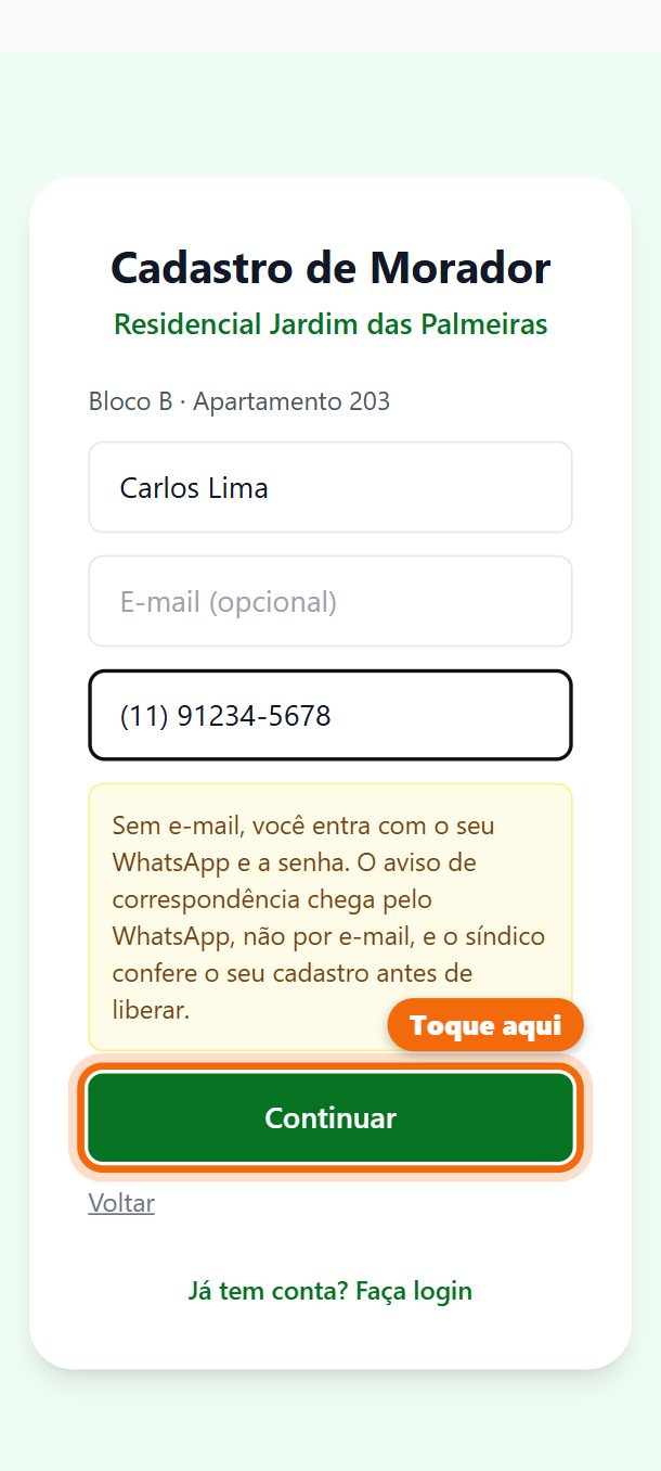 Passo 5: Preenche o nome e o WhatsApp. O e-mail é opcional: sem e-mail, o aviso chega só pelo WhatsApp.