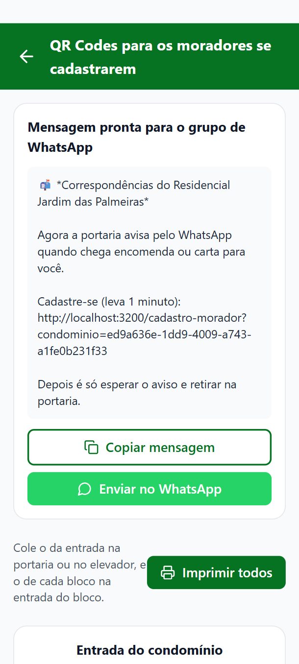 Passo 2: Copie a mensagem pronta e mande no grupo do condomínio. Imprima os QR Codes: um para a entrada e um para cada bloco. O QR Code de cada bloco mostra só os moradores daquele bloco.